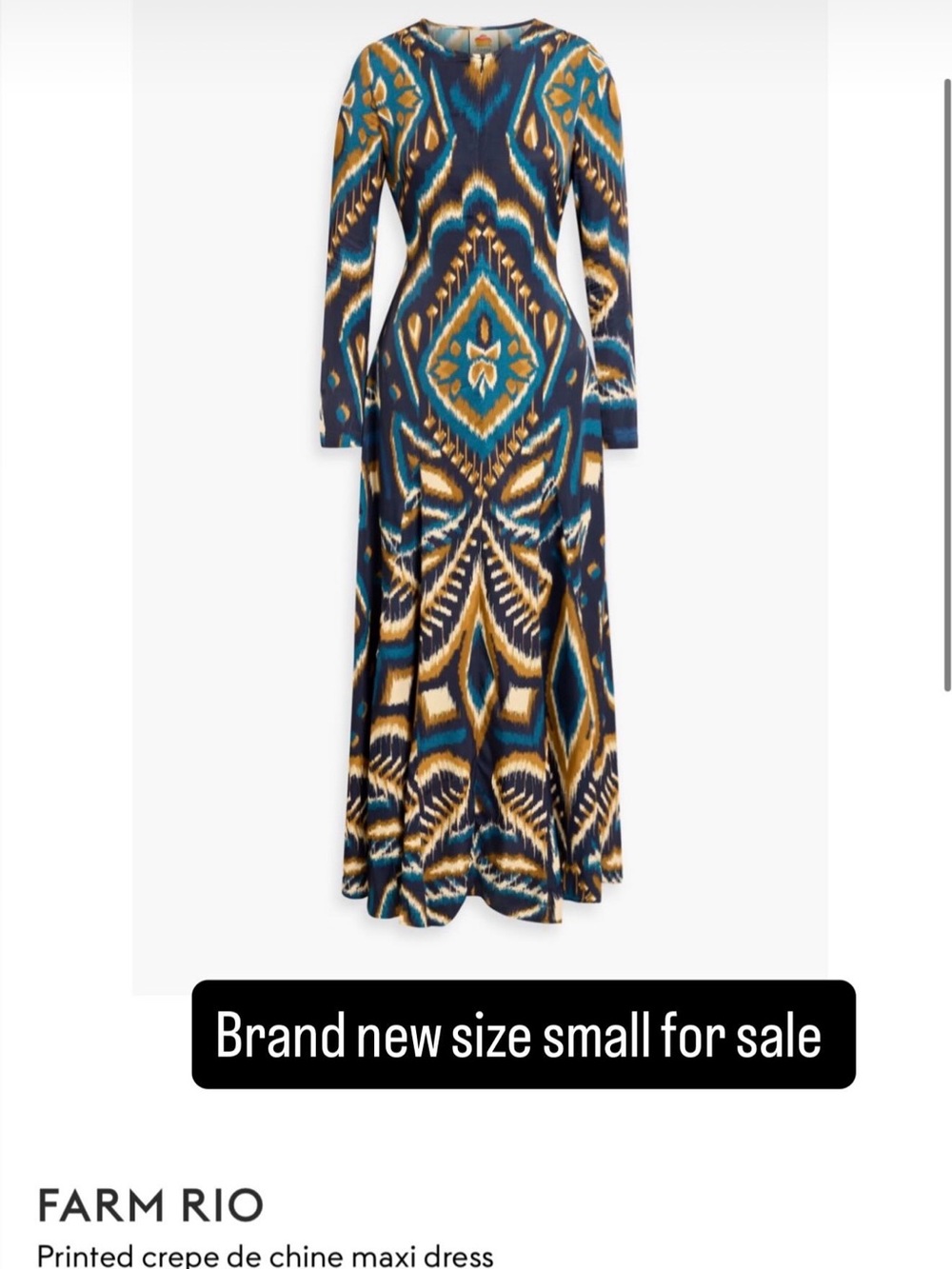 FARM Rio Teal, Navy & Gold Printed Maxi Dress